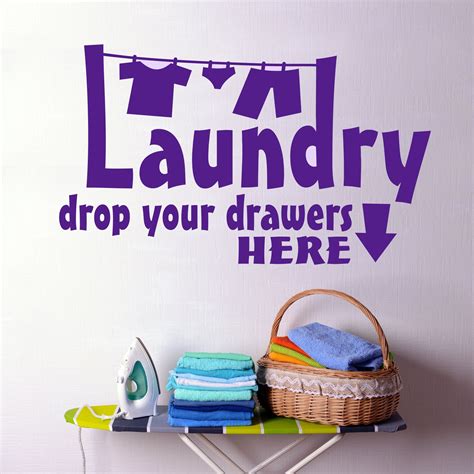 Laundry Room Wall Decal Drop Your Drawers Whimsical Laundry Etsy Canada