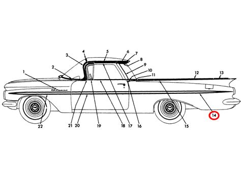 1959 Chevy El Camino Long Rear Quarter Molding Trim RESTORED