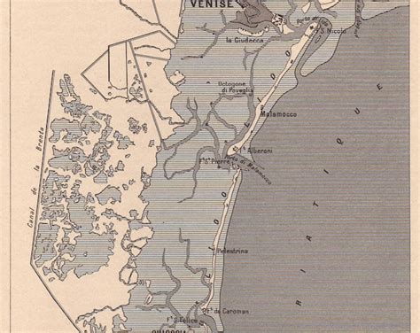 Venetian Lagoon Map Original 1911 Print Italy Venice - Etsy