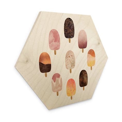 Hexagon Holz Birke Furnier Fredriksson Eis Variation Wall Art De