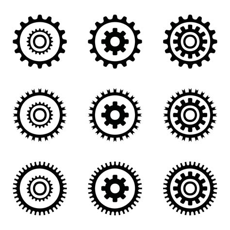 Zahnrad Icon Set Zahnrad Vektor Set Zahnrad Clipart Alle Schwarzen