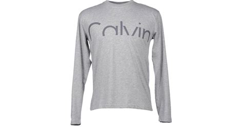 Calvin Klein Cotton Long Sleeve T Shirt In Light Grey Gray For Men Lyst