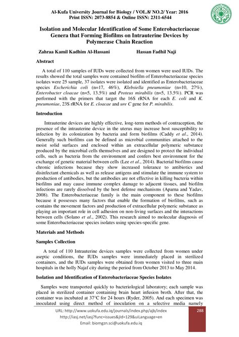 Pdf Isolation And Molecular Identification Of Some Enterobacteriaceae