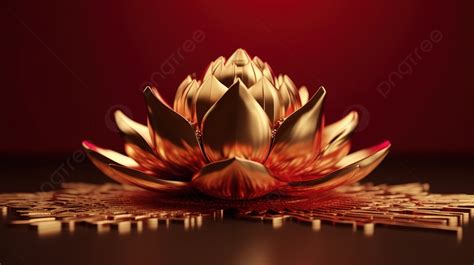 Golden Lotus Flower In D D Rendering Luxury Gold Lotus Symbol