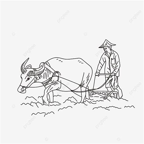 Cartoon Pen Drawing Farmer Uncle Plows The Field Free Drawing, Car Drawing, Cartoon Drawing ...