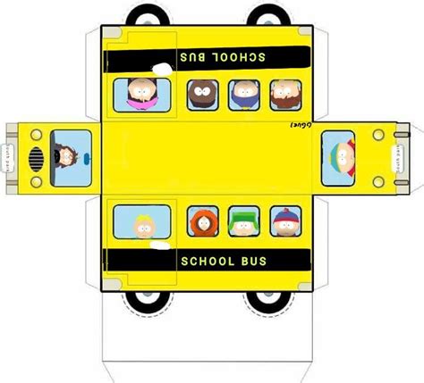 South Park School Bus Paper Craft Modelo De Boneca De Papel Arte Em