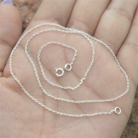 Silver Cain 925 Sterling Silver Rope Chain 1mm Thick In Size Etsy