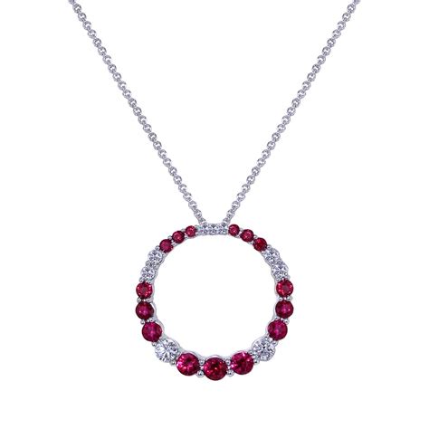 Ruby Diamond Circle Necklace - Jewelry Designs