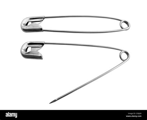 Two Safety Pins Isolated On White Background Stock Photo Alamy