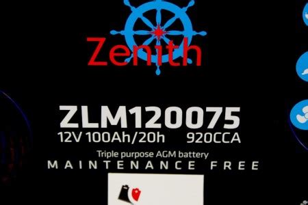 BATTERIA NAUTICA ZENITH ZLM120075 100 Ah 920 A AGM La Casa Della