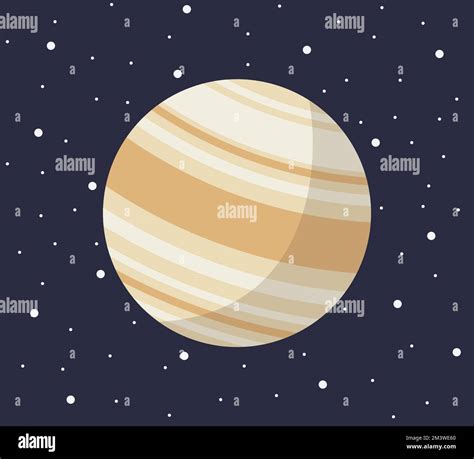 Cartoon Solar System Planet In Flat Style Venus Planet On Dark Space With Stars Vector