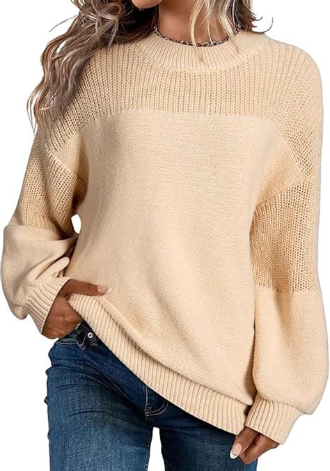 Dokotoo Women S Casual Long Sleeve Sweaters Loose Crewneck Knit Solid