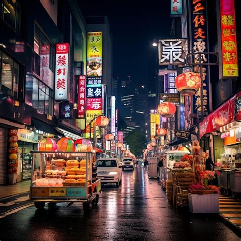 Vibrant Tokyo Street Market Premium Ai Generated Image