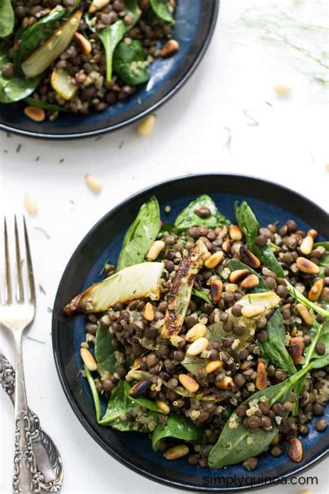 Warm Lentil Salad With Spinach Quinoa Simply Quinoa