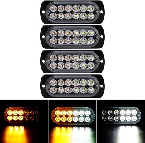 Amazon 4 Pack 12 LED Amber Strobe Lights Vehicles Trucks Emergency