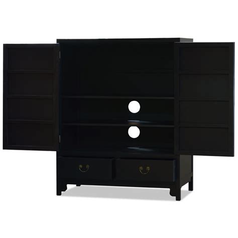 Matte Black Elmwood Chinese Ming Armoire China Furniture