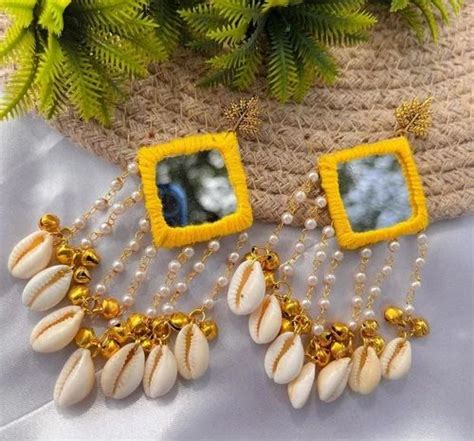 Yellow Party Wear Handmade Fabric Earring 3 Inch At Rs 130 Pair In