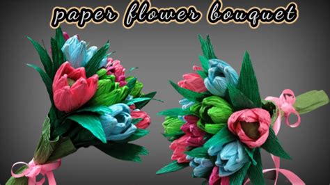 🔵 paper flower bookey || paper flower bouquet || paper flower bouquet craft|| tulip flower - YouTube