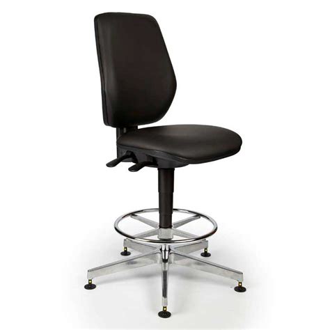 Tech Plus Range High Model ESD Cleanroom Chair With Glides Black Seat