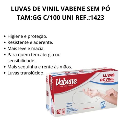 Luvas De Vinil Vabene Sem P Tam Gg C Uni Ref