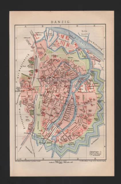 Landkarte City Map Stadtplan Danzig Plan Miasta Gda Sk Polen