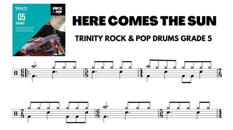 Here Comes The Sun Trinity Rock Pop Drums Grade Drumless No