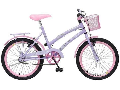 Bicicleta Infantil Aro 20 Colli Ciça Lilás Cesta Freio V Brake