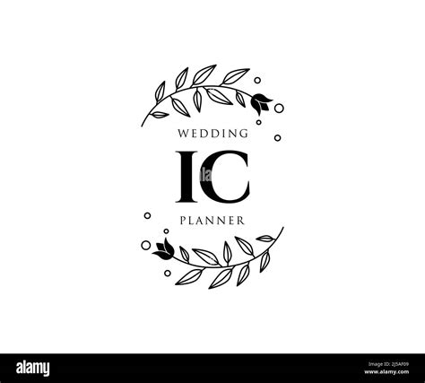 Ic Initials Letter Wedding Monogram Logos Collection Hand Drawn Modern