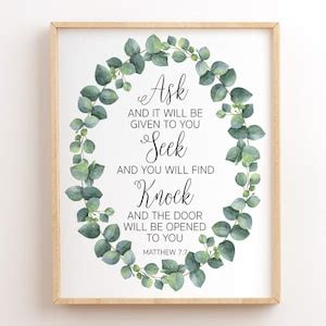 Matthew 7 7 Printable Bible Verse Wall Art Ask Seek Knock Etsy UK