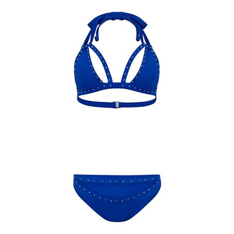 Alina Blue Crystal Cutout Triangle Bikini Set Maui X Lolita Wolf