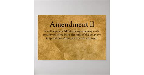 The Second Amendment To The Us Constitution Poster Zazzle