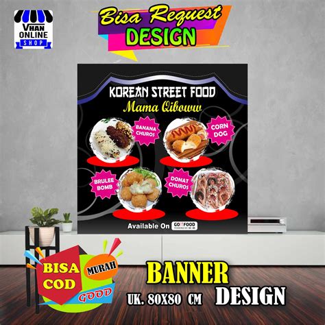 Spanduk Banner Jualan Makanan Korea Korean Street Food Murah Bagus