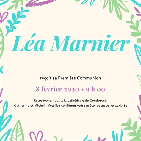 Faire Part Invitations De Communion Mod Les Gratuits Canva