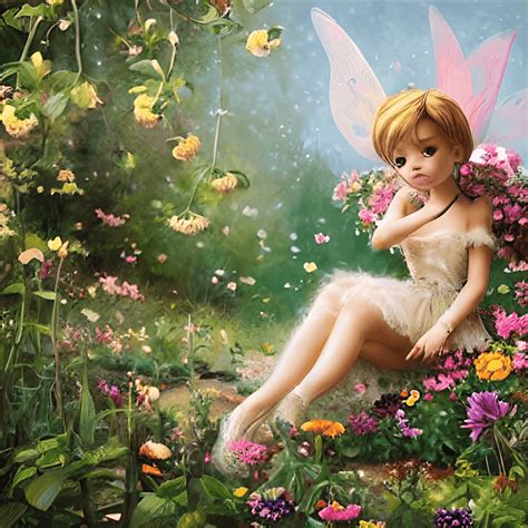 Tinkerbell Fairy in a Flower Garden · Creative Fabrica