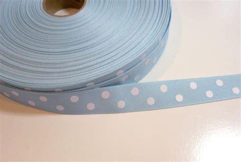 Blue Ribbon Blue And White Polka Dot Grosgrain Ribbon 7 8 Etsy Blue