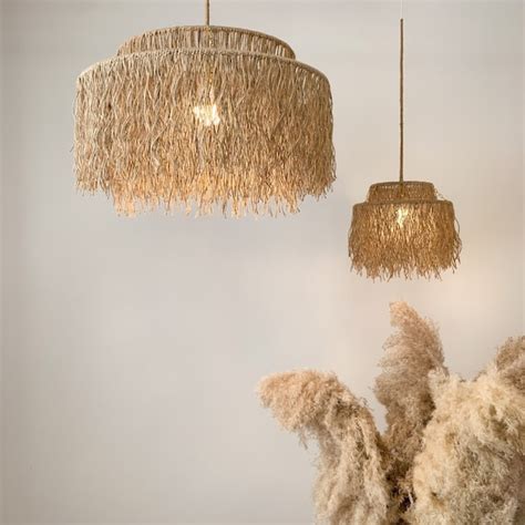 Boho Pendant Light Jute Fringe Chandelier Naturalistic Etsy