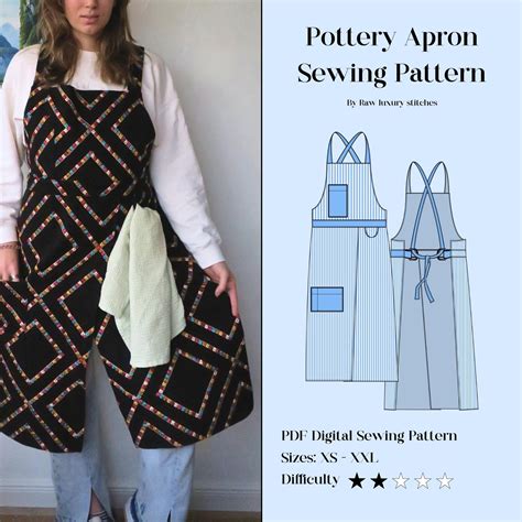 Pottery Apron Sewing Pattern PDF | Cross Back Apron Pattern | Diy