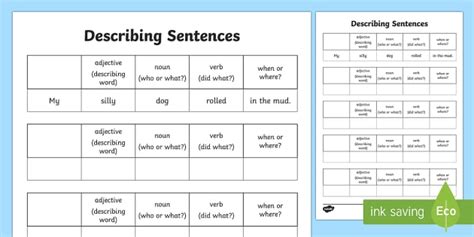 Describing Sentences Activity