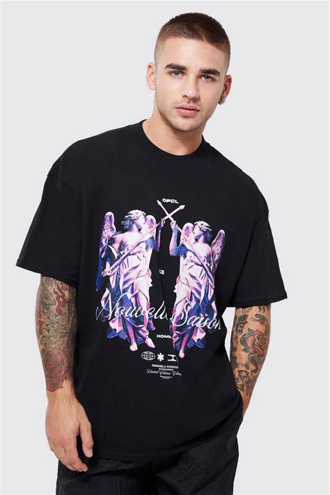 Oversized Renaissance Mirrored Graphic T Shirt Boohoo