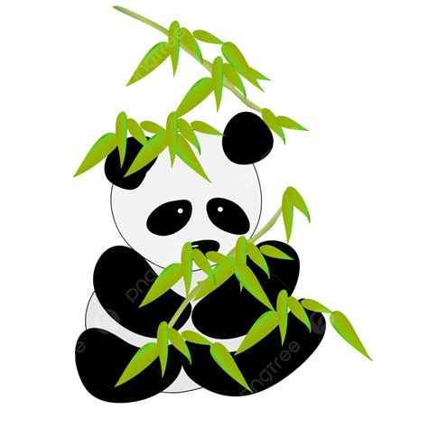 Panda Eating Bamboo Clipart Hd PNG, Cute Baby Panda Hanging On A Bamboo ...