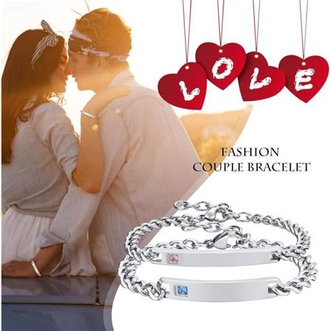 Bracelet De Couple Aimant Personnalis Gourmette Lot De Bracelet