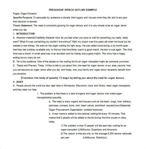 Free 6 Persuasive Speech Outline Template Doc Pdf Free And Premium Templates