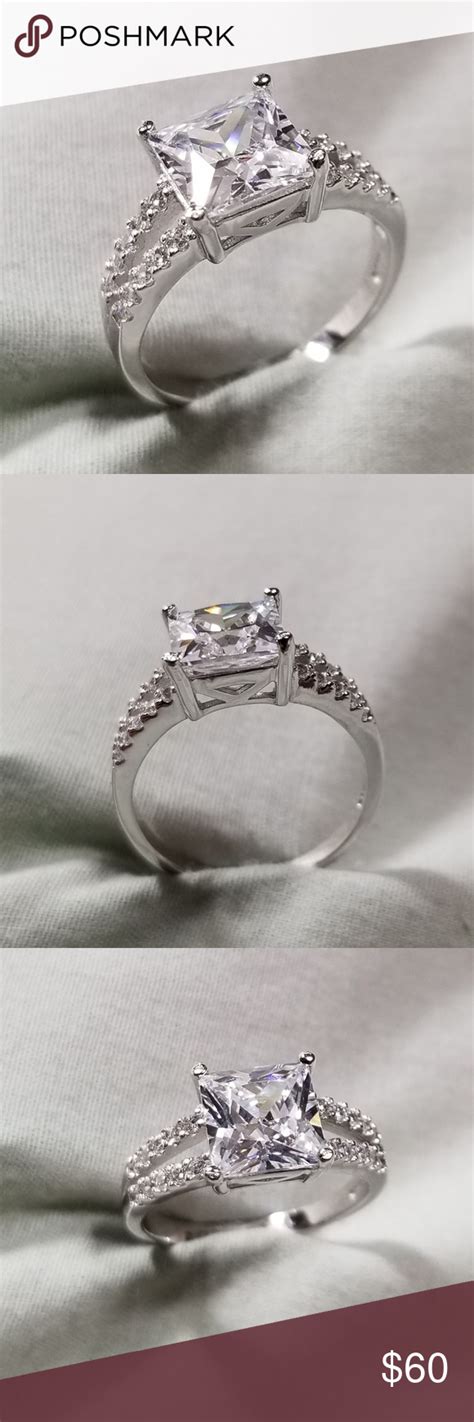 Sterling Silver Princess Cut Ring 2ct Lab Created Diamond