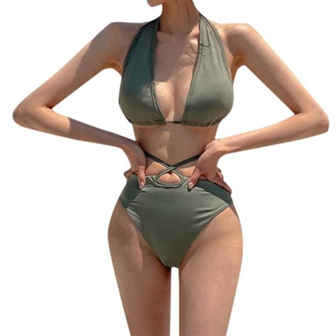 Baycosin Spicy Girl Green Sexy Split Bikini Three Point Hot Spring