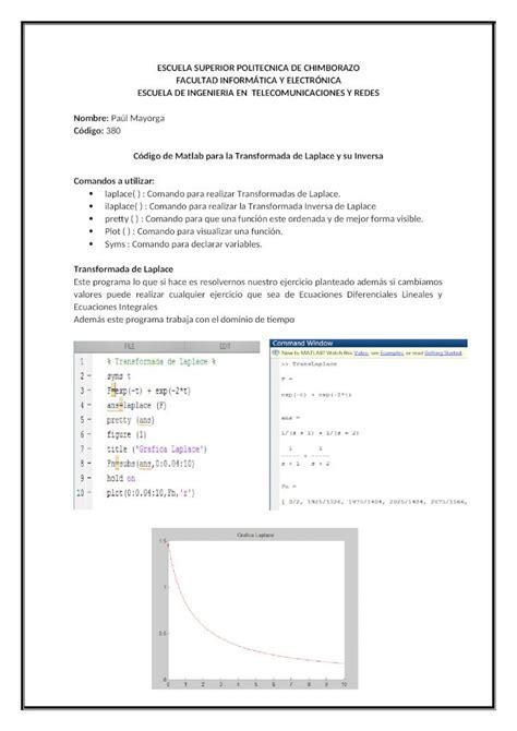 DOCX Laplace Inversa Y Transformada En Matlab DOKUMEN TIPS