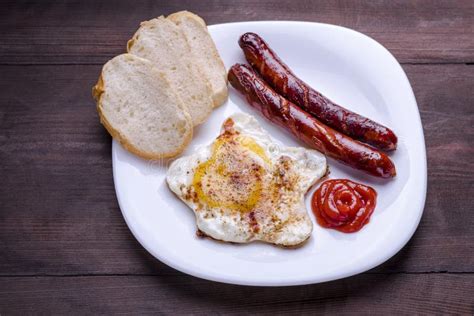 Fried Egg And Sausages Stock Image Image Of Background 81852993