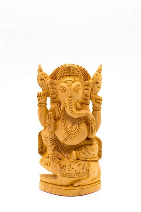 Statuette De Ganesh En Bois Sculpt E Cm Comptoirs De Magellan