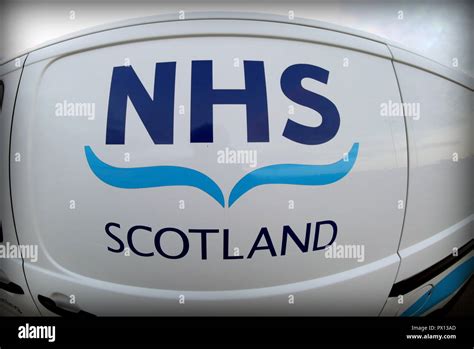 NHS Scotland logo sign on white background van medical car eye concept ...