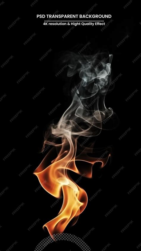 Premium PSD | Realistic fire flames with smoke on dark background