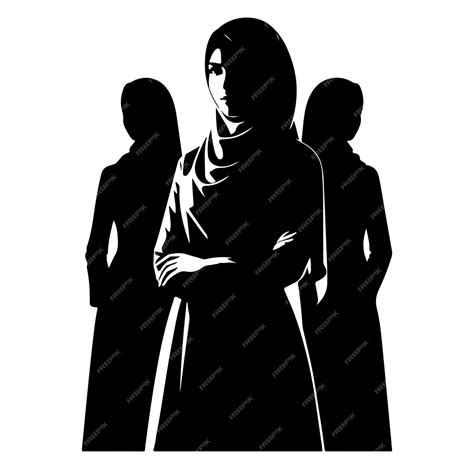 Premium Vector Hijab Style Standing Silhouettes Vector Illustration